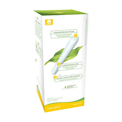 ORGANYC Hypoallergenic 100% Organic Cotton Internal Tampons with Applicator, REGULAR, 16-count