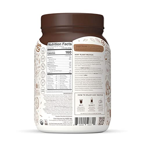 KOS Vegan Protein Powder Erythritol Free, Chocolate - Organic Pea Protein Blend