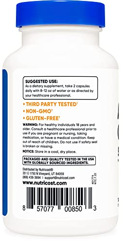 Nutricost Activated Charcoal 520mg, 120 Capsules - Premium Powder, Non-GMO & Gluten