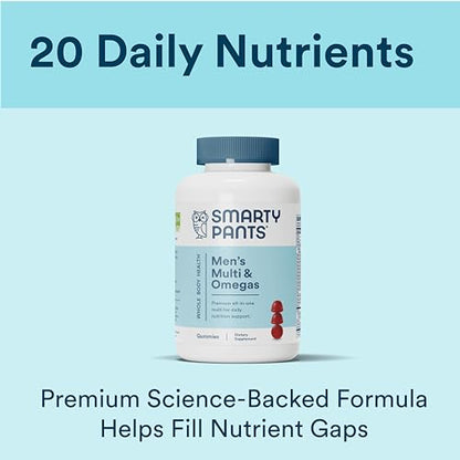 SmartyPants Multivitamin for Men, Gummies: Omega 3 Fish Oil (EPA/DHA), Methylfolate