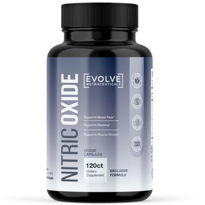 Evolve Nutraceuticals Nitric Oxide Booster 5X Strength, 120ct, Stamina & Endurance