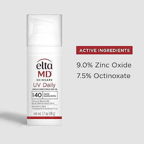 EltaMD UV Daily Face Sunscreen with Zinc Oxide, SPF 40 Facial Sunscreen, Helps Hydrate