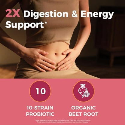 NewRhythm Probiotics 50 Billion CFU 20 Strains, 120 Veggie Capsules and Probiotics for Women & Men 25 Billion CFU, w/Organic Beet Root 2000 mg
