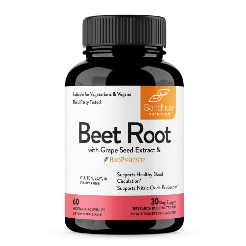 Sandhu's Beet Root Powder Capsules with Bioperine| 60 Capsules, 60 Days Supply