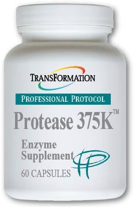 TRANSFORMATION THE GENESIS OF GOOD HEALTH Protease 375K Enzyme Blend Supplement, High-Potency Formula for Protein Absorption & Gut Health, Advanced Enzym Support, Non-GMO, 60 Capsules