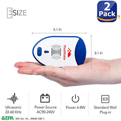 MaxMoxie Ultrasonic Pest Repeller, Humane Mice Control Electronic Insect