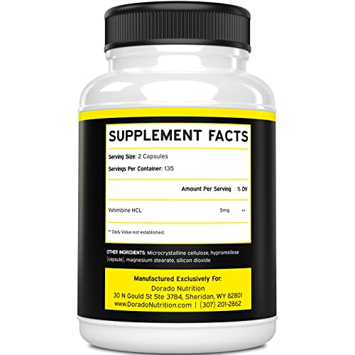 Yohimbine HCL 5mg For Men and Women (270 Capsules) - More Potent Than Yohimbe