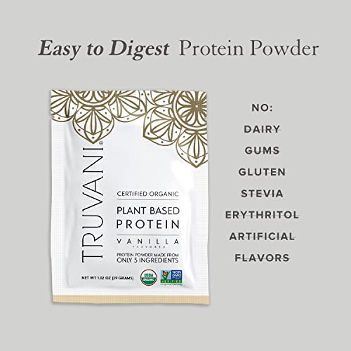 Truvani Organic Vegan Protein Powder Sample Pack - 20g of Plant Based Protein, Organic