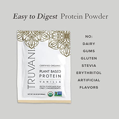 Truvani Organic Vegan Protein Powder Sample Pack - 20g of Plant Based Protein, Organic