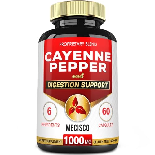 Mecisco 6in1 Cayenne Pepper Capsules Organic with Ginger Root, Beet Root, and Black Pepper