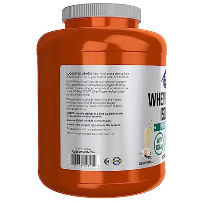 NOW Sports Nutrition, Whey Protein Isolate, 25 g With BCAAs, Creamy Vanilla Powder