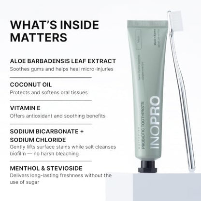 InoPro Teeth Whitening Strips 14 Treatments Kit + Nano-Hydroxyapatite Whitening Toothpaste with Probiotic for Sensitive Teeth - Mochi
