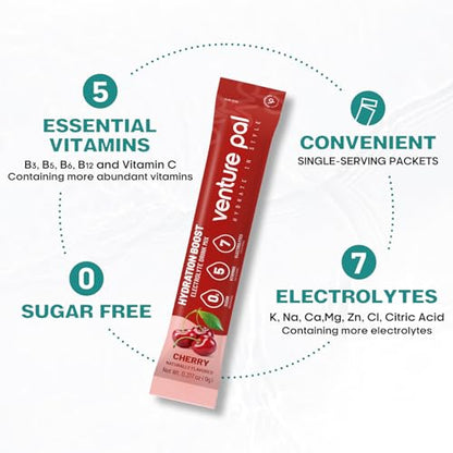 Venture Pal Electrolyte Powder Combo Pack – Sugar-Free Daily Hydration & High Sodium Recovery Drink Mix | 5 Vitamins, 7 Electrolytes, Zero Calories | Keto, Vegan, Paleo Friendly | 32 Sticks Total