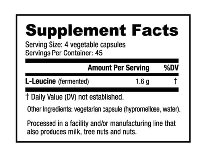 NutraBio 100% Pure L-Leucine - Muscle Recovery and Support - Naturally Fermented Free