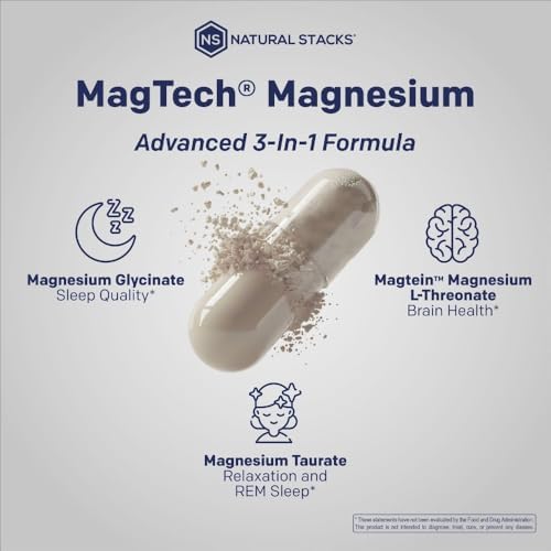 Natural Stacks Magtech Magnesium Value Bundle - 3 Forms of Magnesium - Featuring Magtein L-Threonate - Supports Relaxation and Brain Health* - 270 Total Capsules