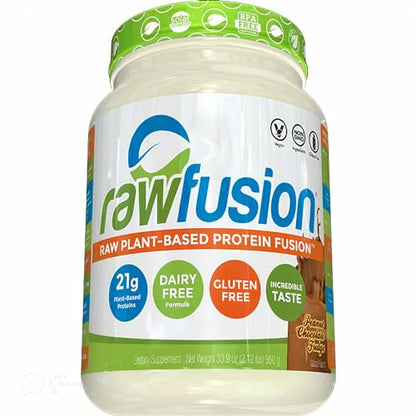 Rawfusion- Vegan Protein Powder, Peanut Chocolate Fudge - 21g of Plant Based Protein