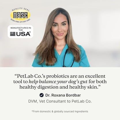 PetLab Co. Dog Itchy Skin Bundle: Soft Chew Dog Probiotics for Gut Health, Itchy Skin, Seasonal Allergies 30 Count & Itch Relief Chews for Dry, Itchy Skin & Coats