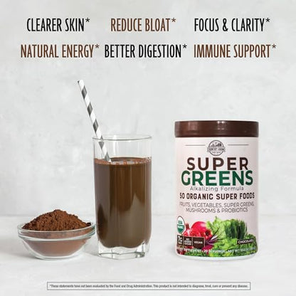COUNTRY FARMS Super Greens Chocolate Flavor, 50 Organic Super Foods, USDA