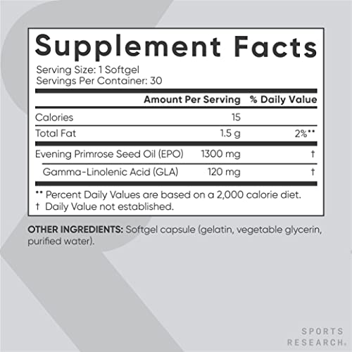 Sports Research Evening Primrose Supplement from Cold Pressed Oil