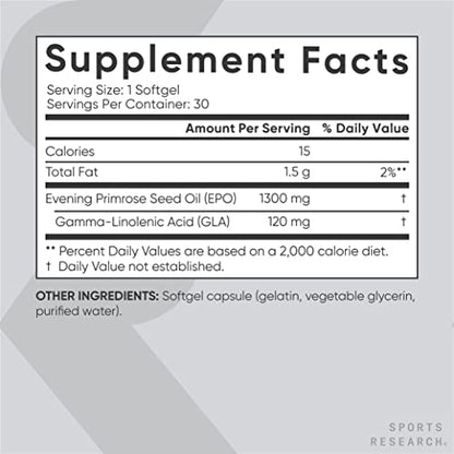 Sports Research Evening Primrose Supplement from Cold Pressed Oil