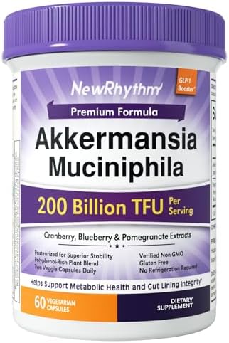 NewRhythm Probiotics Bundle, 50 Billion CFU 20 Strains and Akkermansia Muciniphila 200B TFU, Digestive Health and Immune Health, Booster Gut Lining Repair, 60 Veggie Capsules