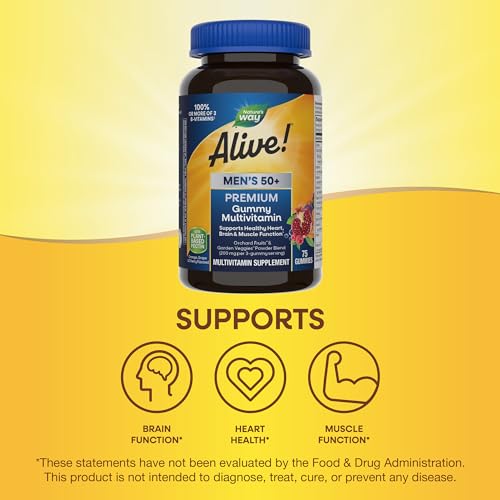Nature’s Way Alive! Men’s 50+ Premium Gummy Multivitamin, Supports Healthy Heart