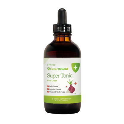 SPRIGS Super Tonic Supplement 4 Oz | Fire Cider Daily Immune & Digestive Health Tincture | Support Your Body's Natural Defense with Organic Apple Cider Vinegar & Whole Food, Fresh Ingredients