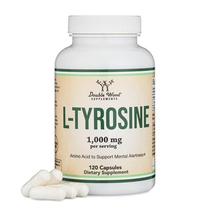 L-Tyrosine 1,000mg per Serving, 120 Veggie Capsules (L Tyrosine Supplement for Memory