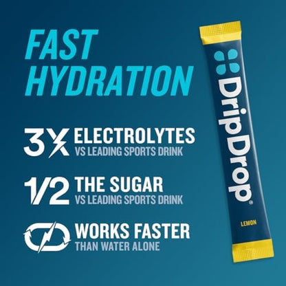 DripDrop Hydration Lemon & Orange Bundle, Electrolyte Packets, 64 Count | Lemon, Orange; 3X Electrolytes; Potassium, Magnesium, Zinc, Vitamin C; Single Serve; Portable; Daily Use, Workouts, Travel