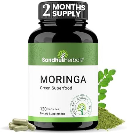 SANDHUHERBALS Moringa & Zinc 50mg Capsules for Women & Men | Supports Immune, Gut & Skin Health