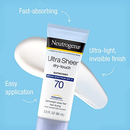 Neutrogena Ultra Sheer Dry-Touch Sunscreen Lotion, Broad Spectrum SPF 70 UVA/UVB