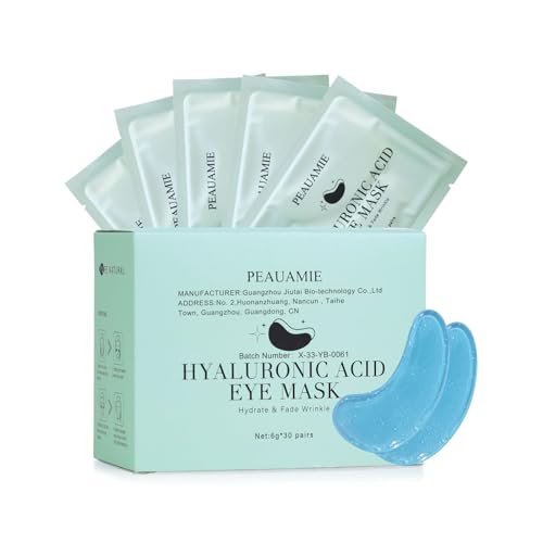 PEAUAMIE Under Eye Patchs (30 Pairs) Hyaluronic Acid Eye Mask for Dark Circles 