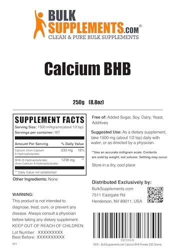 BulkSupplements.com Calcium BHB Powder - Beta-HydroxyButyrate Powder, BHB Supplement