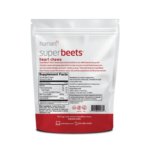 humanN SuperBeets Heart Chews - Nitric Oxide Production Support - Grape Seed Extract