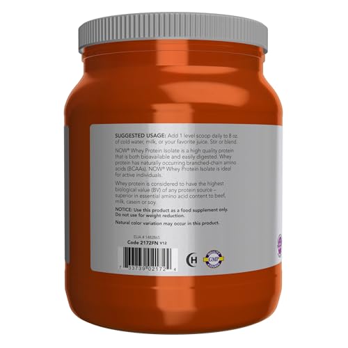 NOW Sports Nutrition, Whey Protein Isolate, 25 g With BCAAs, Unflavored Powder