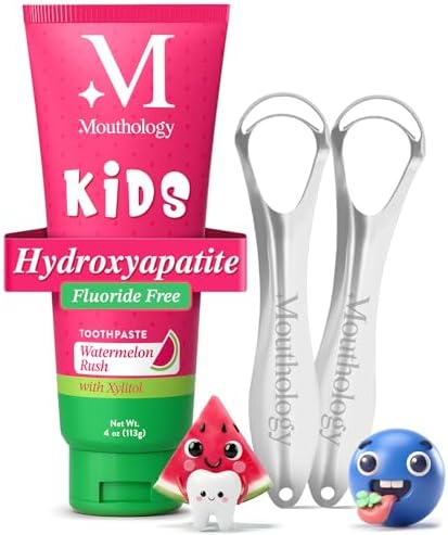 Mouthology Kid's Watermelon Toothpaste and Kid's Tongue Scraper