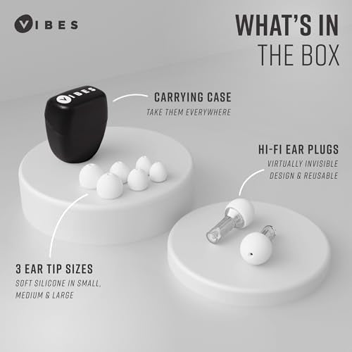 Vibes High Fidelity Ear Plugs - Invisible Earplugs for Music Concerts, Musicians