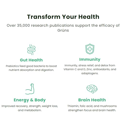 Grüns Super Greens Gummy Bears: Organic Spirulina and Chlorella, Prebiotics