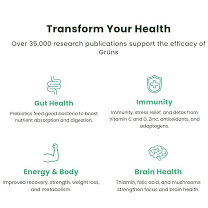 Grüns Super Greens Gummy Bears: Organic Spirulina and Chlorella, Prebiotics