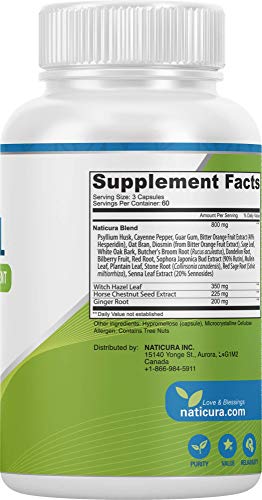 Naticura Hem-Control Natural Hemorrhoid Supplement - Vegan Herbal Supp