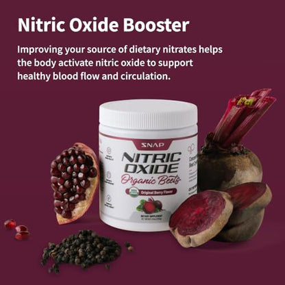Snap Supplements USDA Organic Beet Root Powder, 3-in-1 Nitric Oxide Supplement