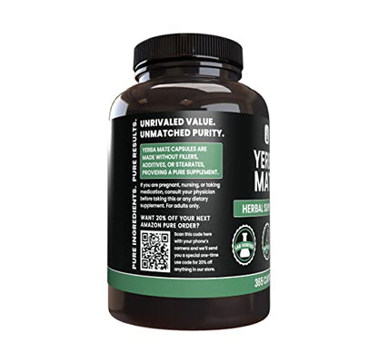 PURE ORIGINAL INGREDIENTS Yerba Mate (365 Capsules), No Magnesium Or Rice Fillers