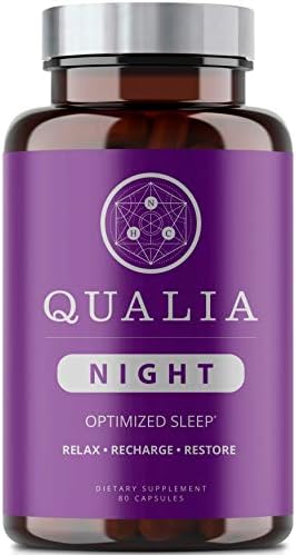 Qualia Life Sciences Qualia Night Sleep Aid | Non-Habit Forming | Science-Backed Supplement for Deep Refreshing Sleep | Melatonin-Free, Vegan, Non-GMO, Gluten-Free 80 Count | (1 Month Supply)
