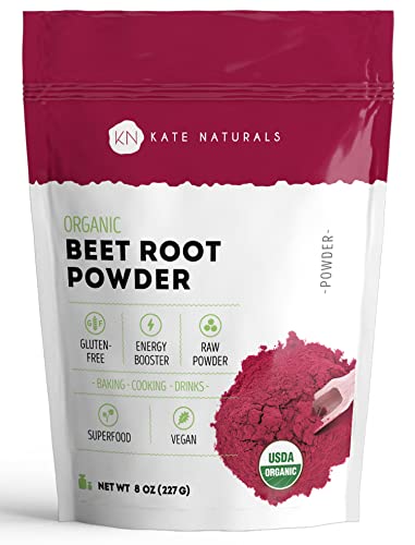 Kate Naturals Beet Root Powder for Baking & Smoothies (8oz) USDA Organic Beetroot Powder