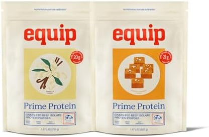 Equip Foods Prime Protein Powder Vanilla & Prime Protein Powder Salted Caramel
