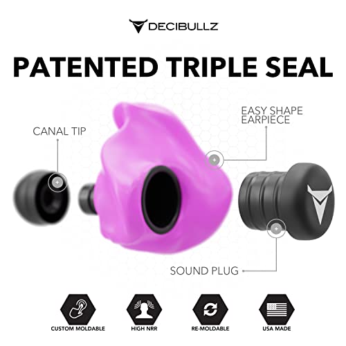 Decibullz - Custom Molded Earplugs, 31dB Highest NRR, Comfortable Hearing Protection