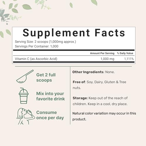 Micro Ingredients Pure Vitamin C Crystal Powder (Water Soluble Vitamin C 1000mg
