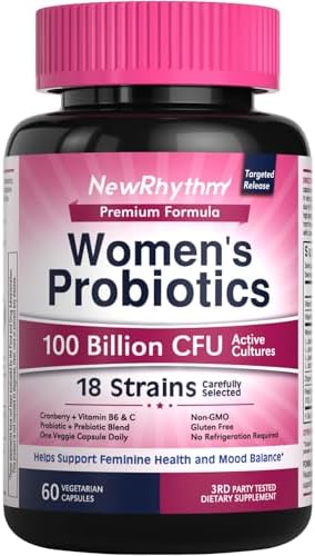 NewRhythm Probiotics Bundle: Probiotics for Women, 100 Billion CFU 18 Strains, Prebiotics, 60 Capsules and Probiotics 35 Billion CFU for Women & Men, 7 Mushroom Extract, 30 Caps