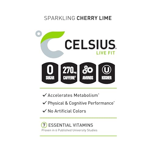 CELSIUS ESSENTIALS, Sparkling Cherry Limeade, Performance Energy Drink 16 Fl Oz