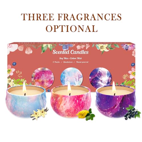 Scented Candles Gift Set, 3 Pack Soy Candles Gift Set Candles for Home Scented, Gifts for Women Men